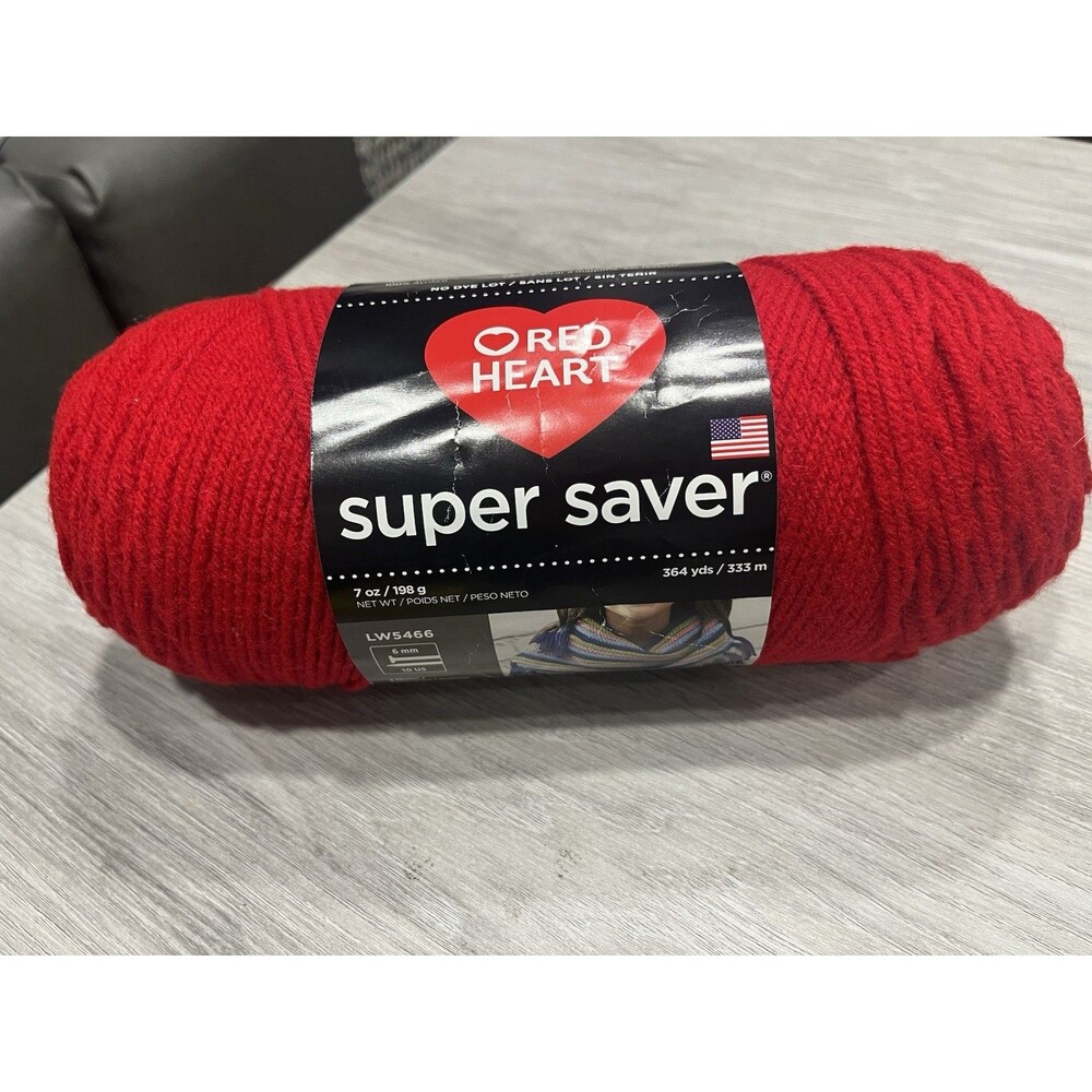 Red Heart Super Saver Yarn. Cherry Red #0319 100% Acrylic 4Ply 7 oz NEW!